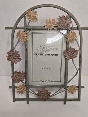 Dennis East "Frame-A-Memory" Rustic Green Metal Picture Frame W/ Maple Leaves